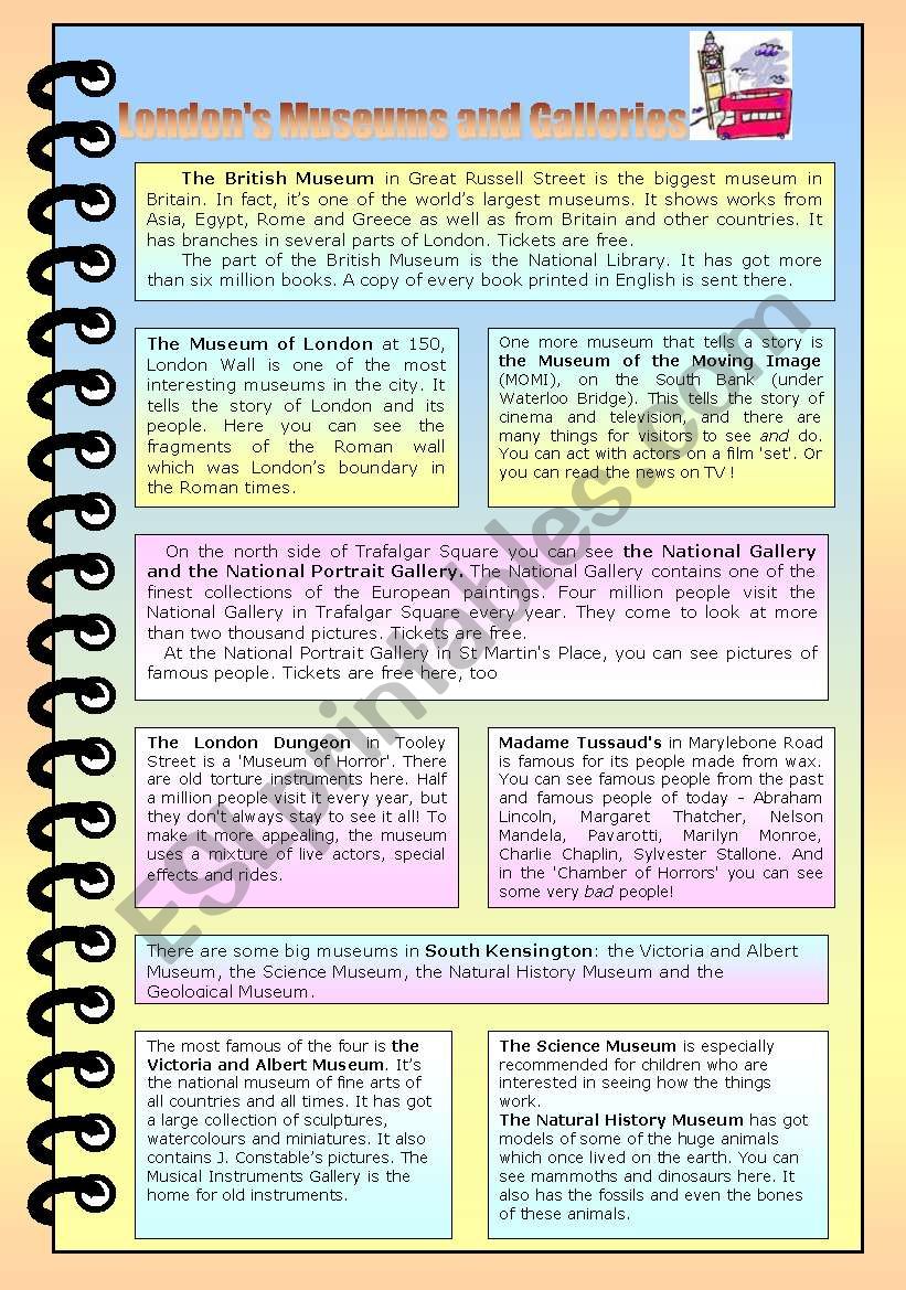 London museums worksheet