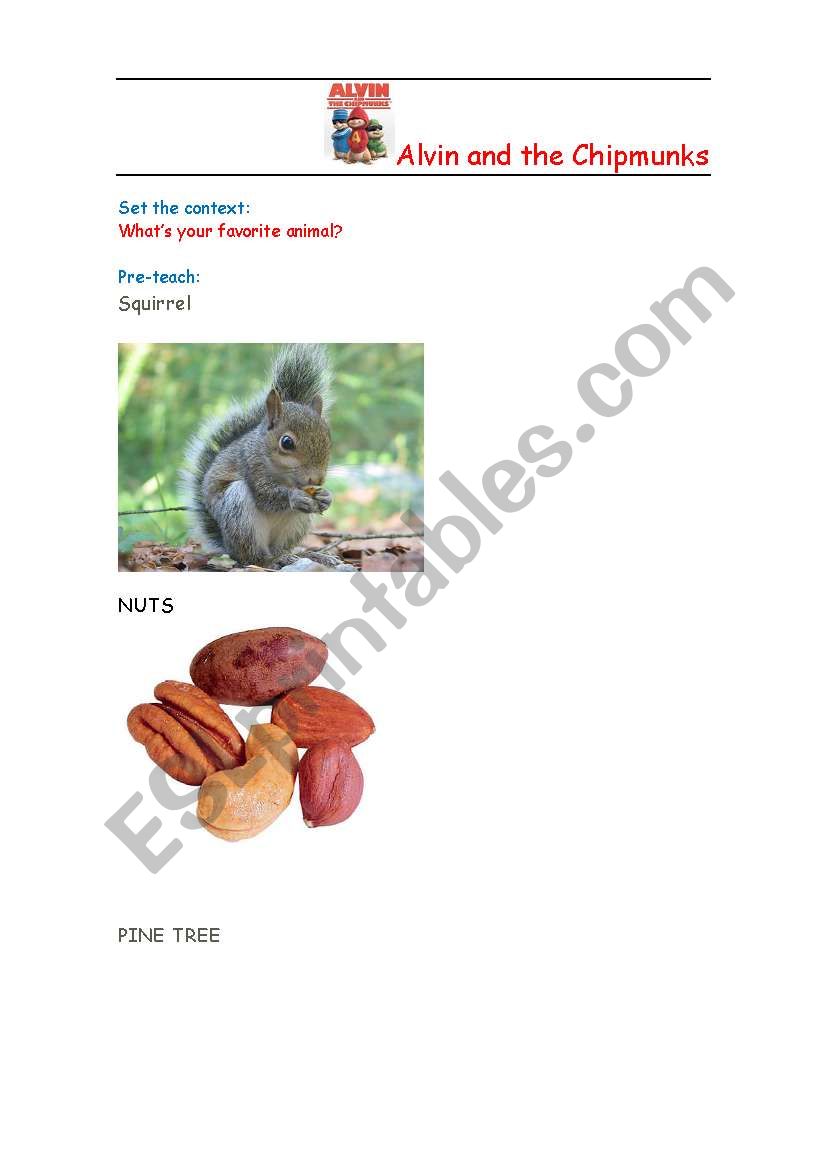 Alvin and the chipmunks worksheet