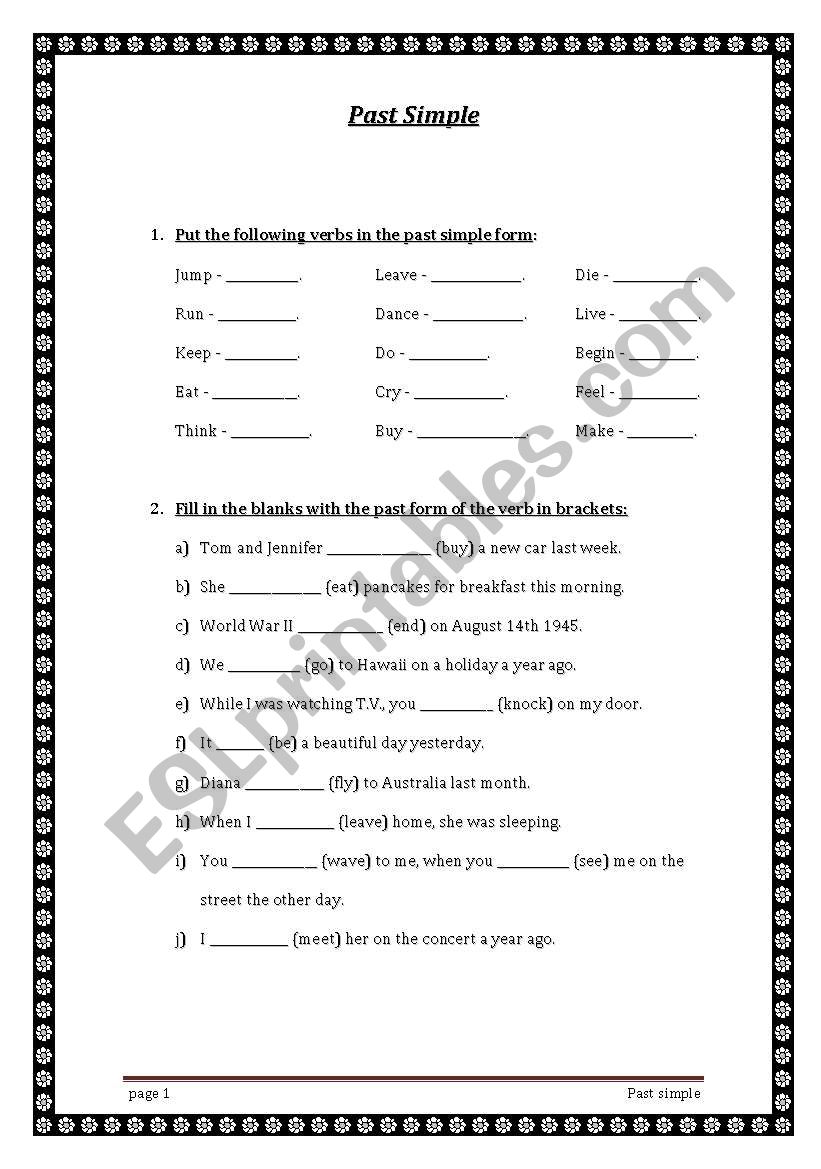 Past Simple worksheet