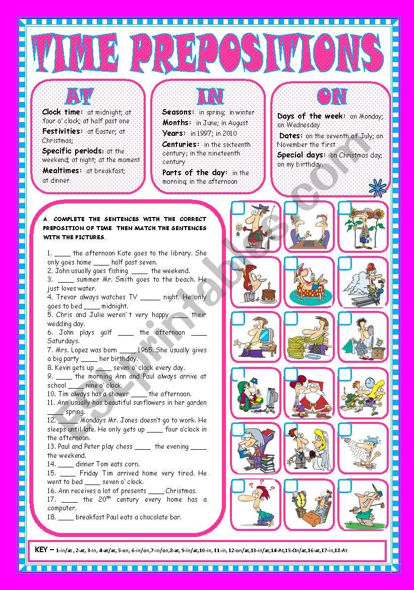 PREPOSITIONS OF TIME - (+KEY) - FULLY EDITABLE