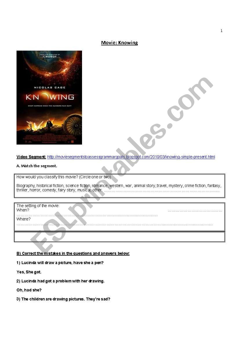 Movie: Knowing (Verb Have - Have got)