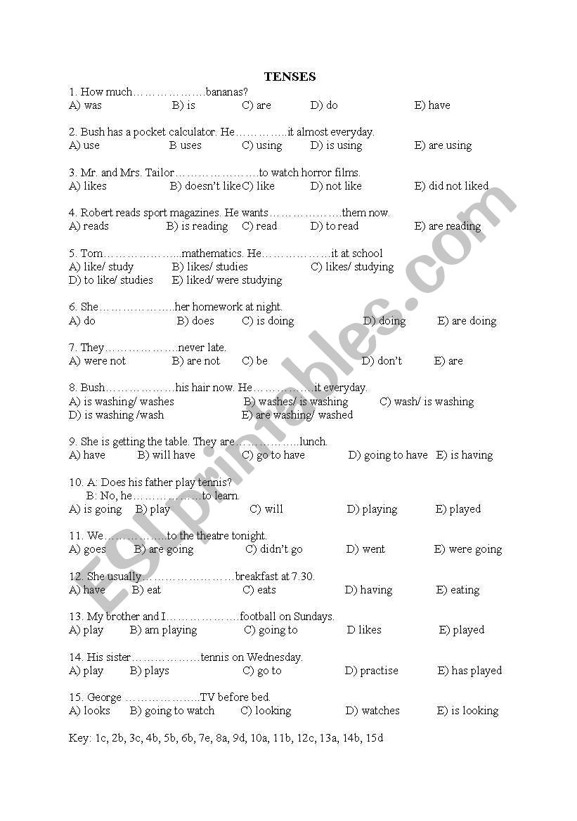 Multiple Choice worksheet