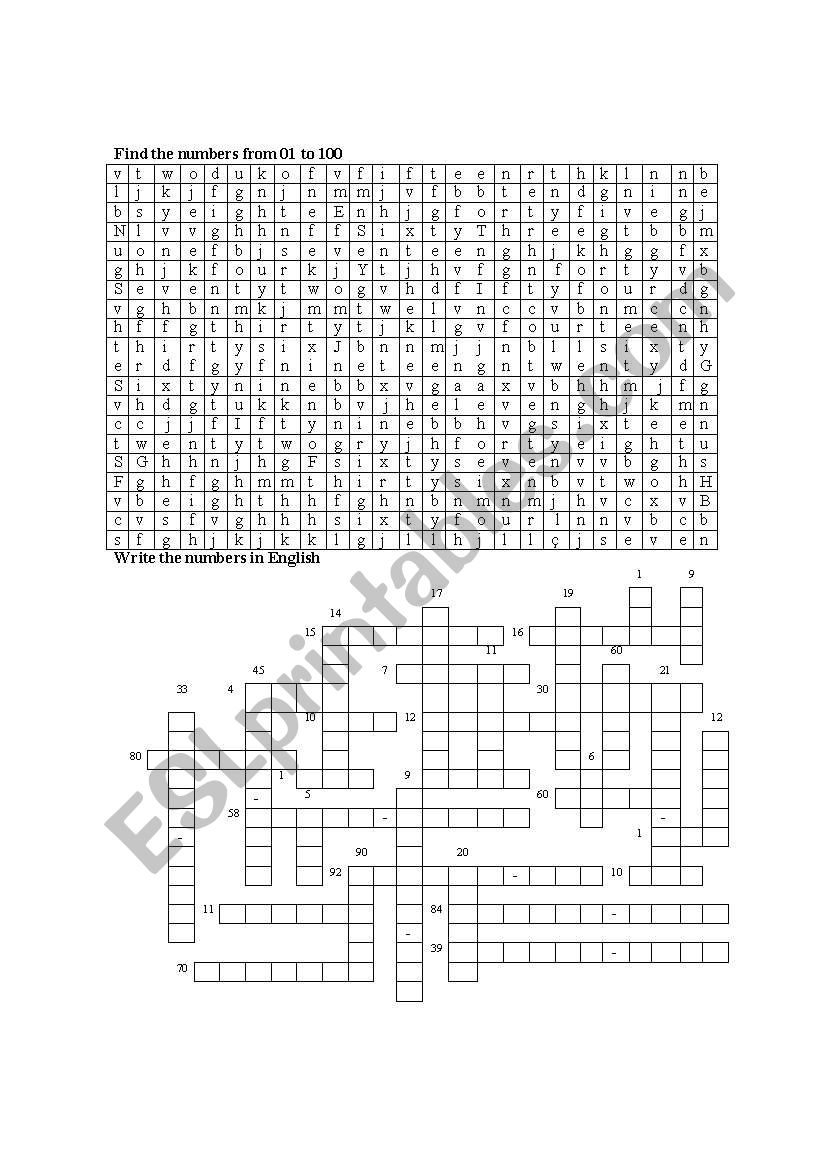 Numbers worksheet