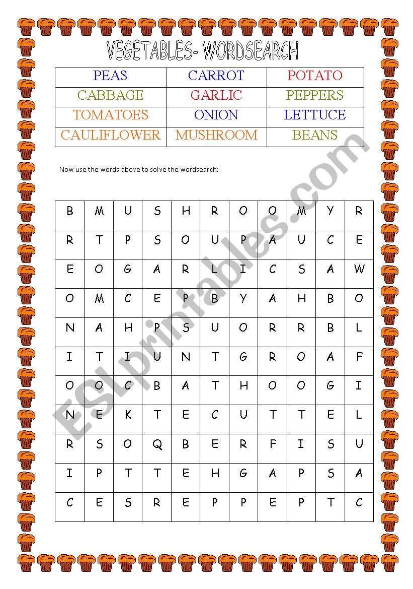 WORDSEARCH - VEGETABLES - FULLY EDITABLE