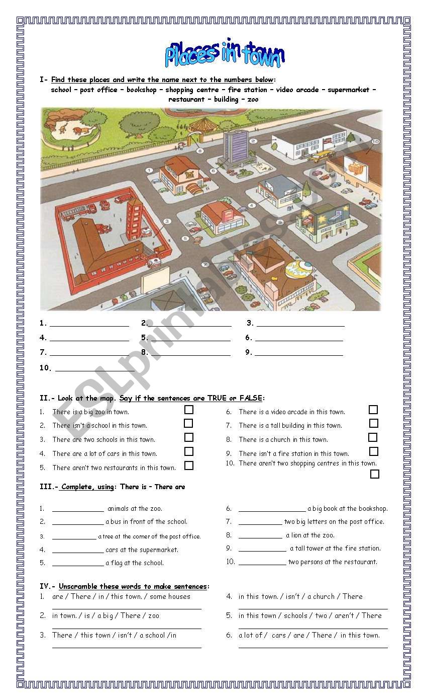 Places in Town worksheet