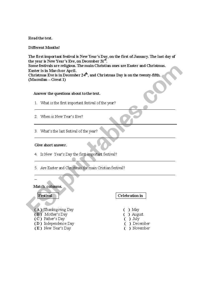 Interpretation of text worksheet