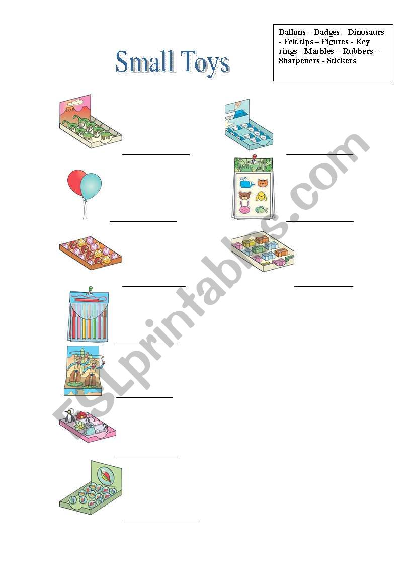 Small Toys Vocabulary worksheet