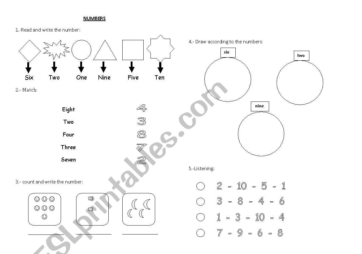 Numbers worksheet