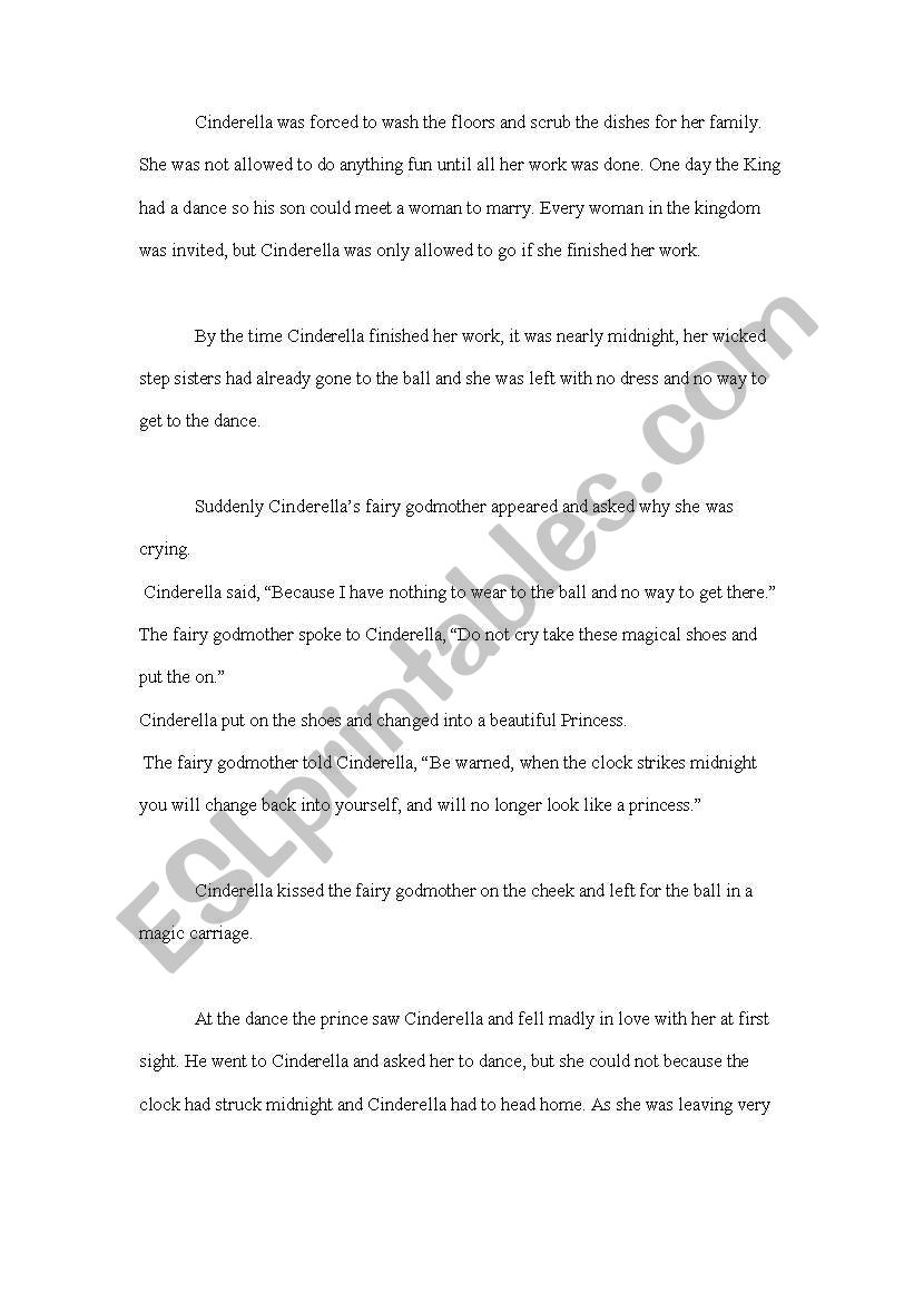 Cinderlla Script worksheet