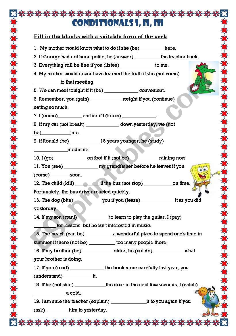 Conditional Sentences 1,2,3 worksheet