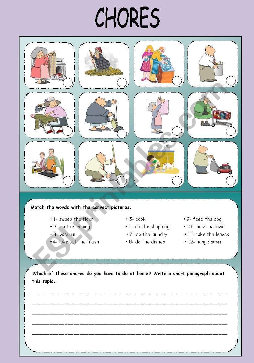 CHORES: vocabulary and writing exercise