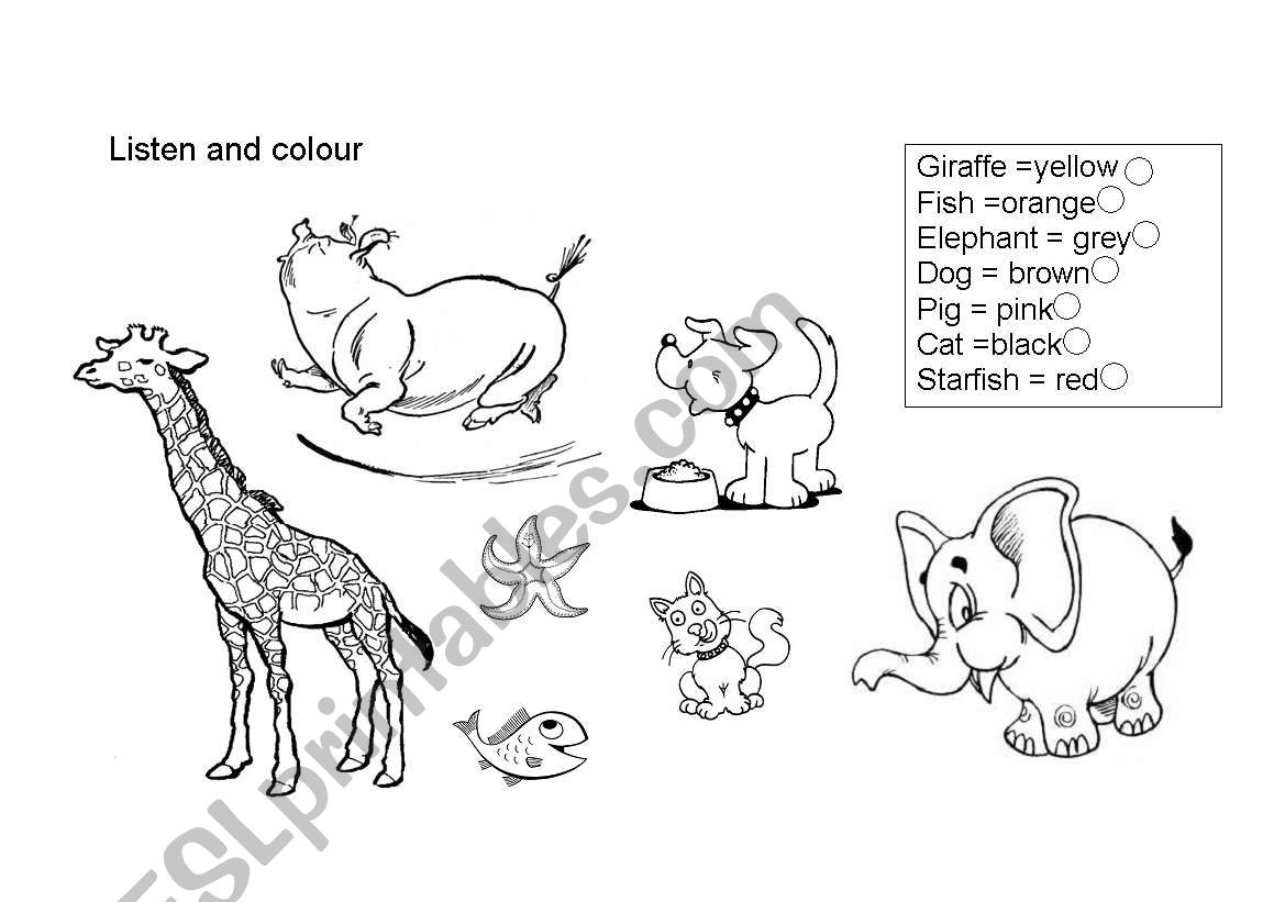 Color the animals worksheet