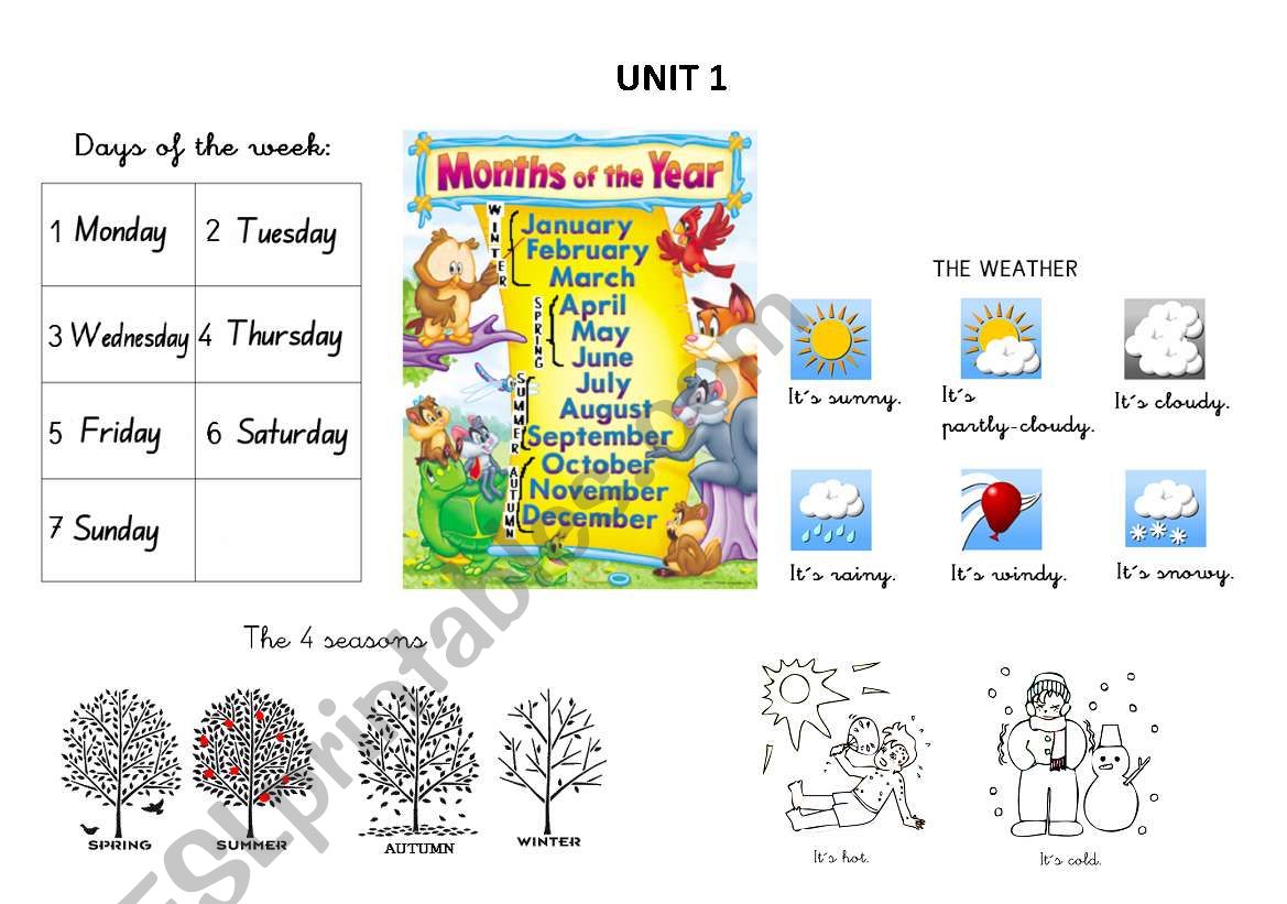 days, months, weather and seasons