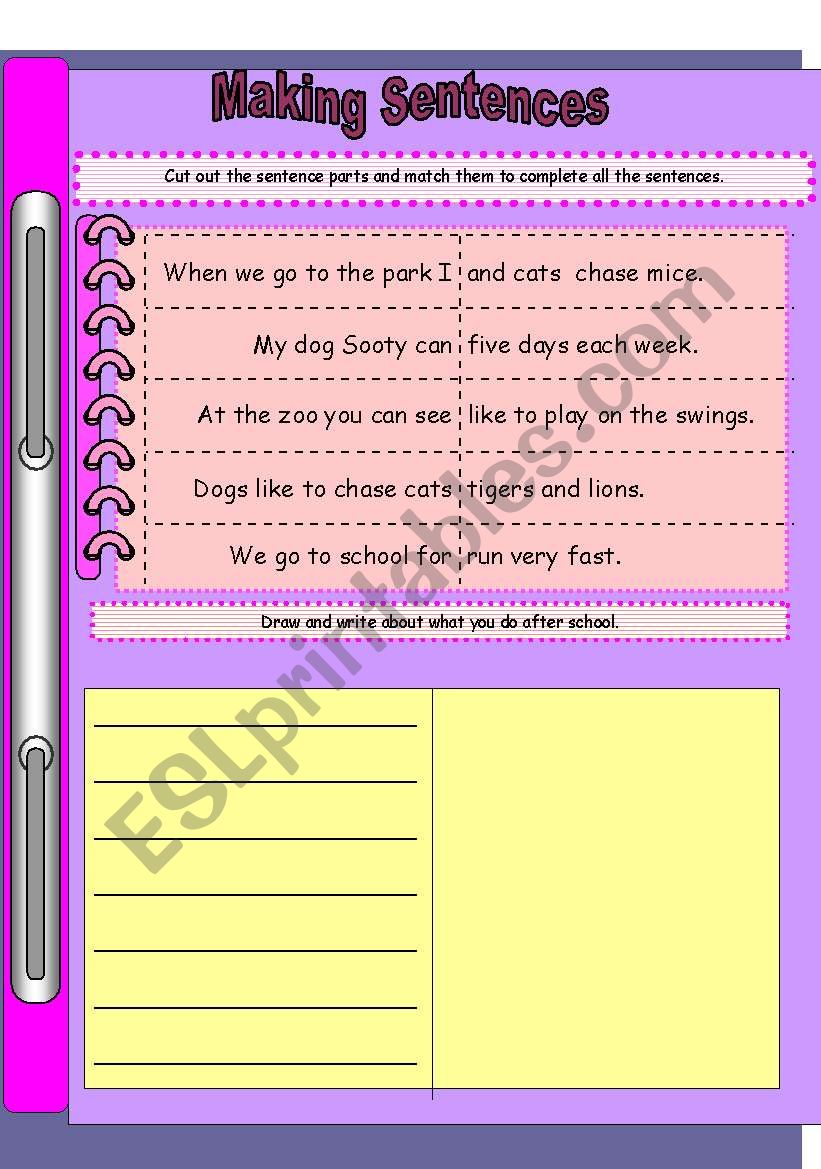 Sentence work worksheet