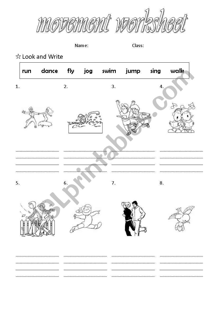 movement worksheet worksheet