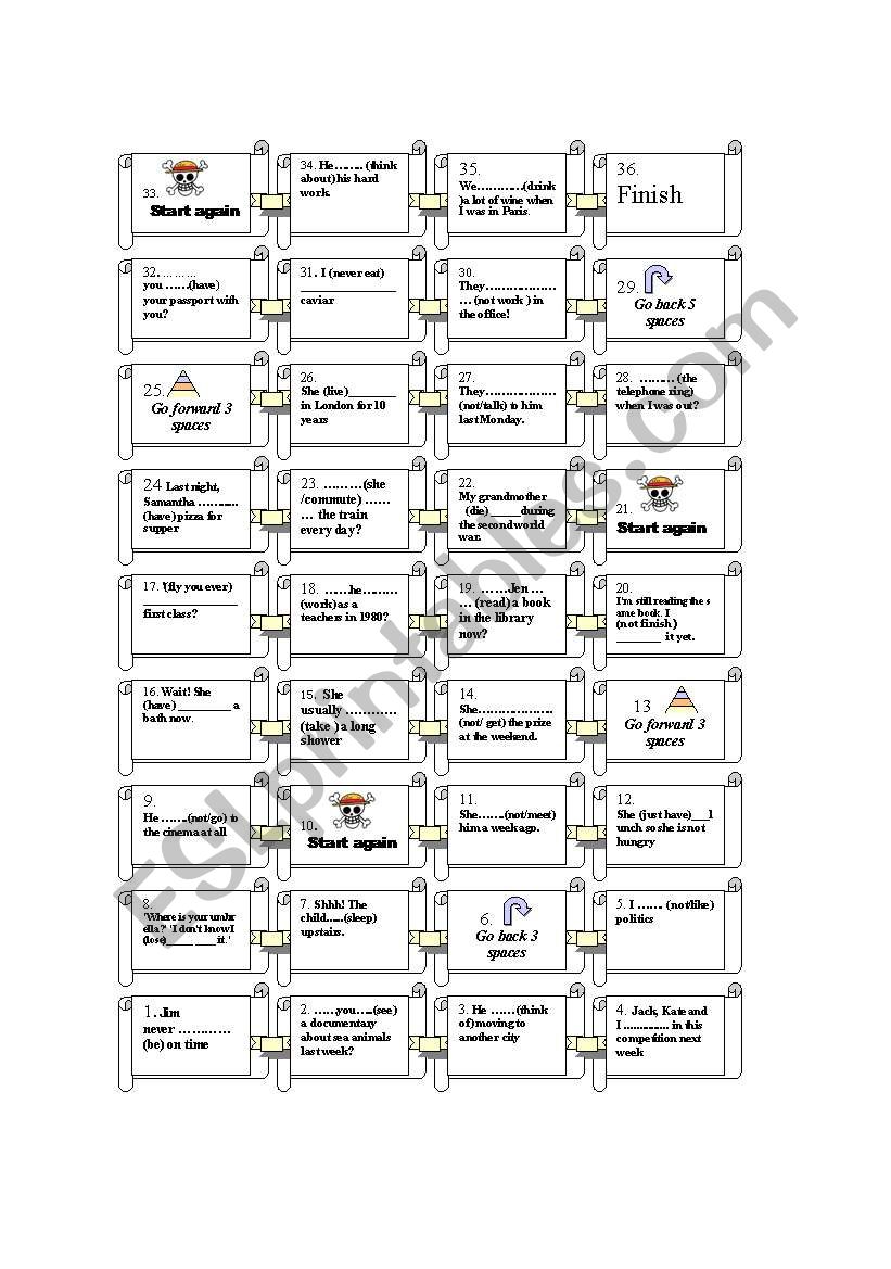 Present Simple, Present Continuous, Past Simple, Present Perfect game