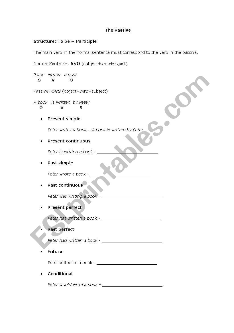 The passive worksheet