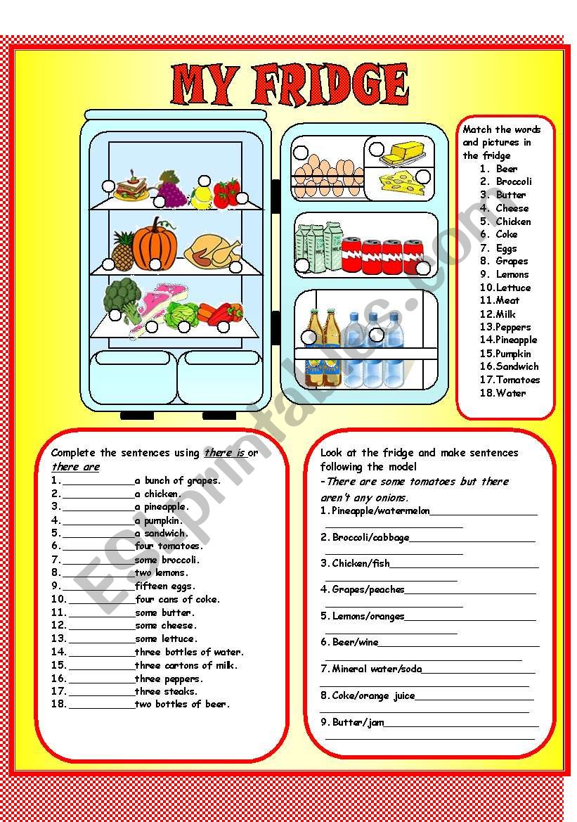 My fridge- There is-are worksheet