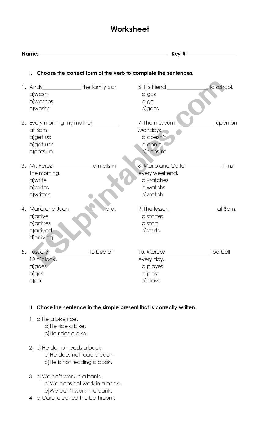 Simple Present worksheet