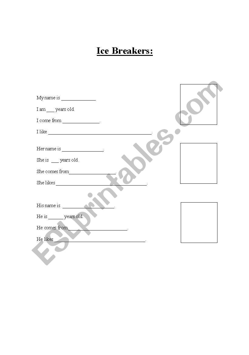  Ice Breakers worksheet