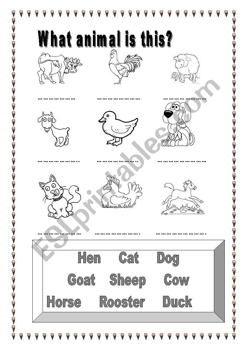 farm animals worksheet