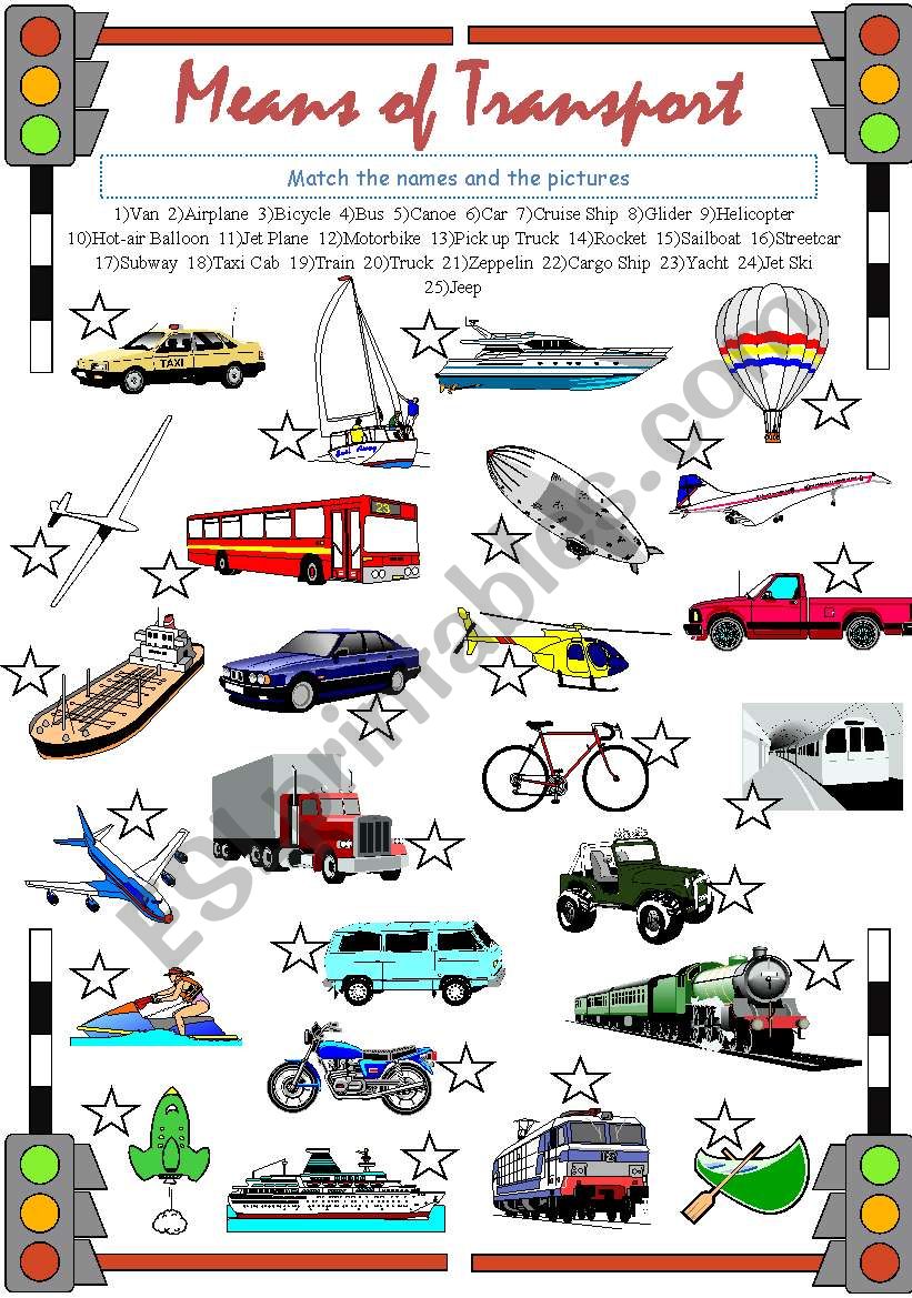 Means of Transport worksheet