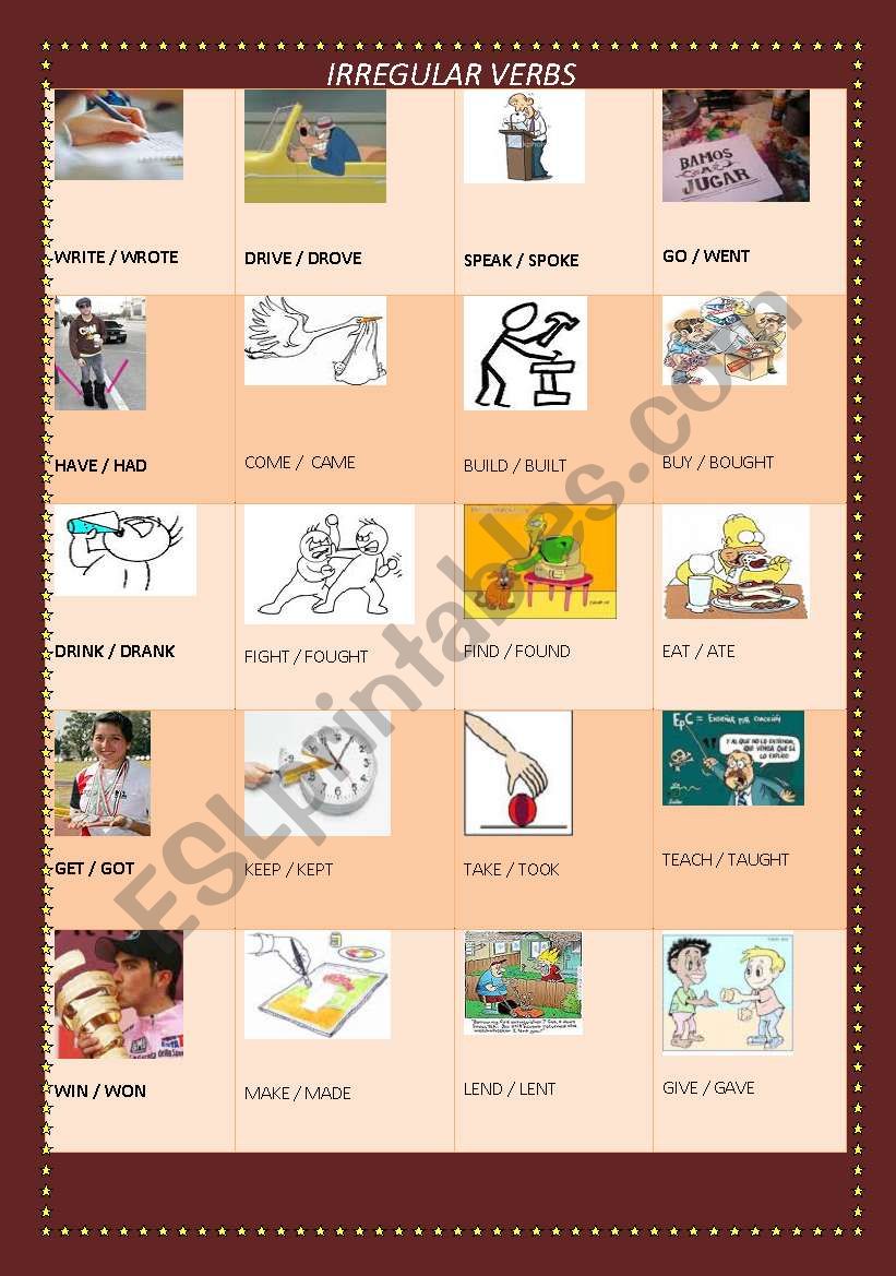 Irregular verbs worksheet