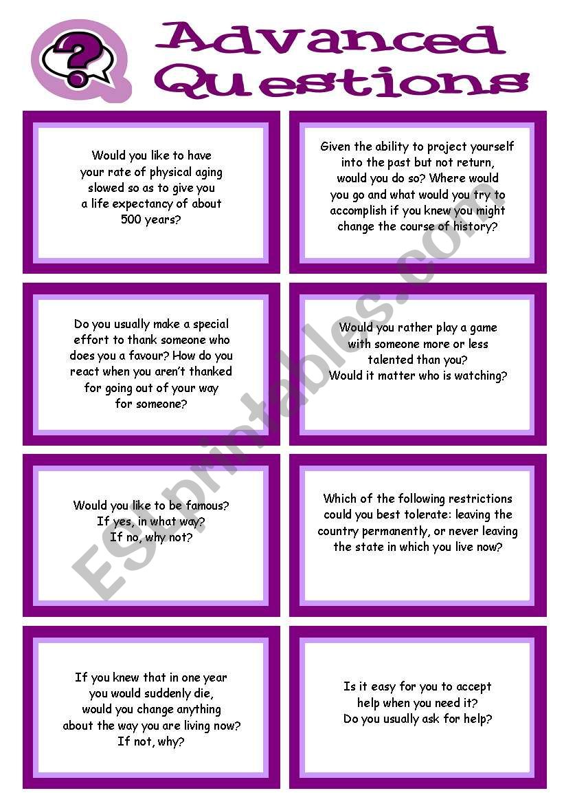 ADVANCED Conversation Promptcards about VALUES, BELIEFS, ETHICS