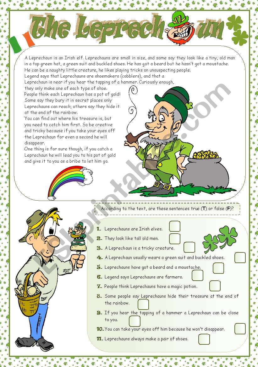 THE LEPRECHAUN worksheet