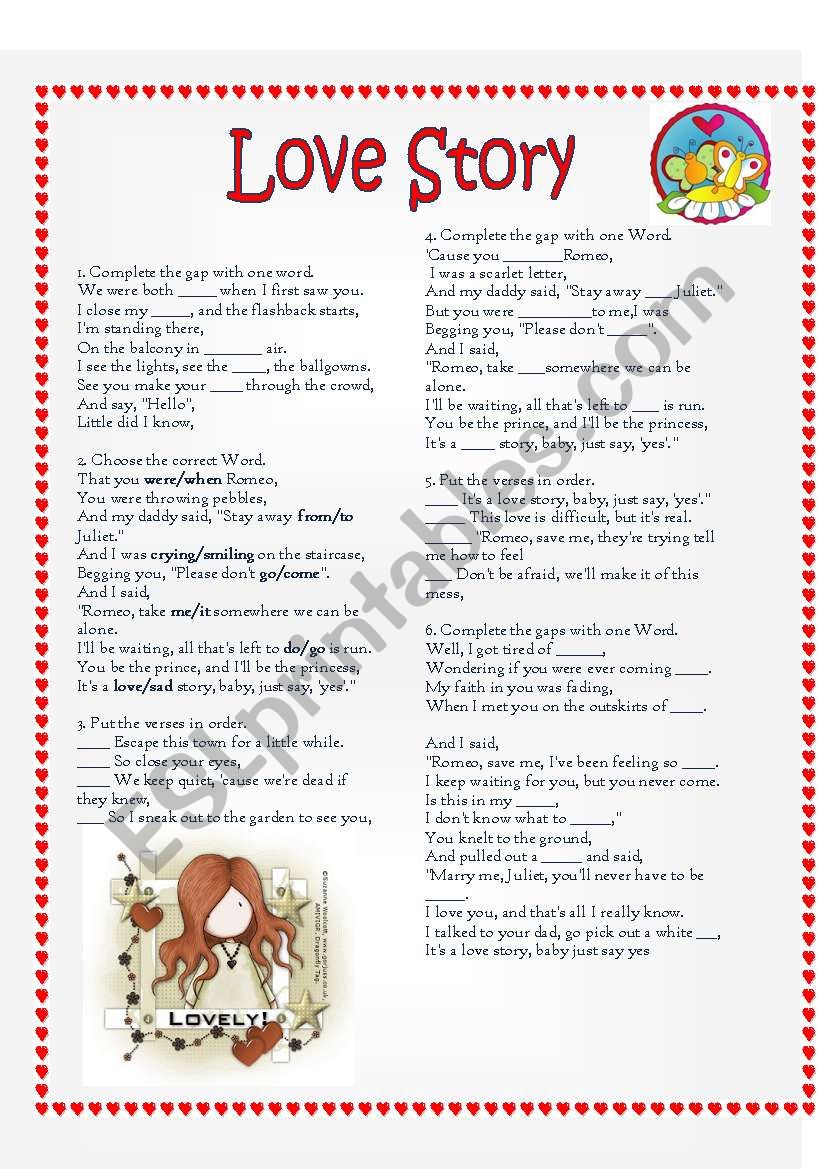 Love Story worksheet