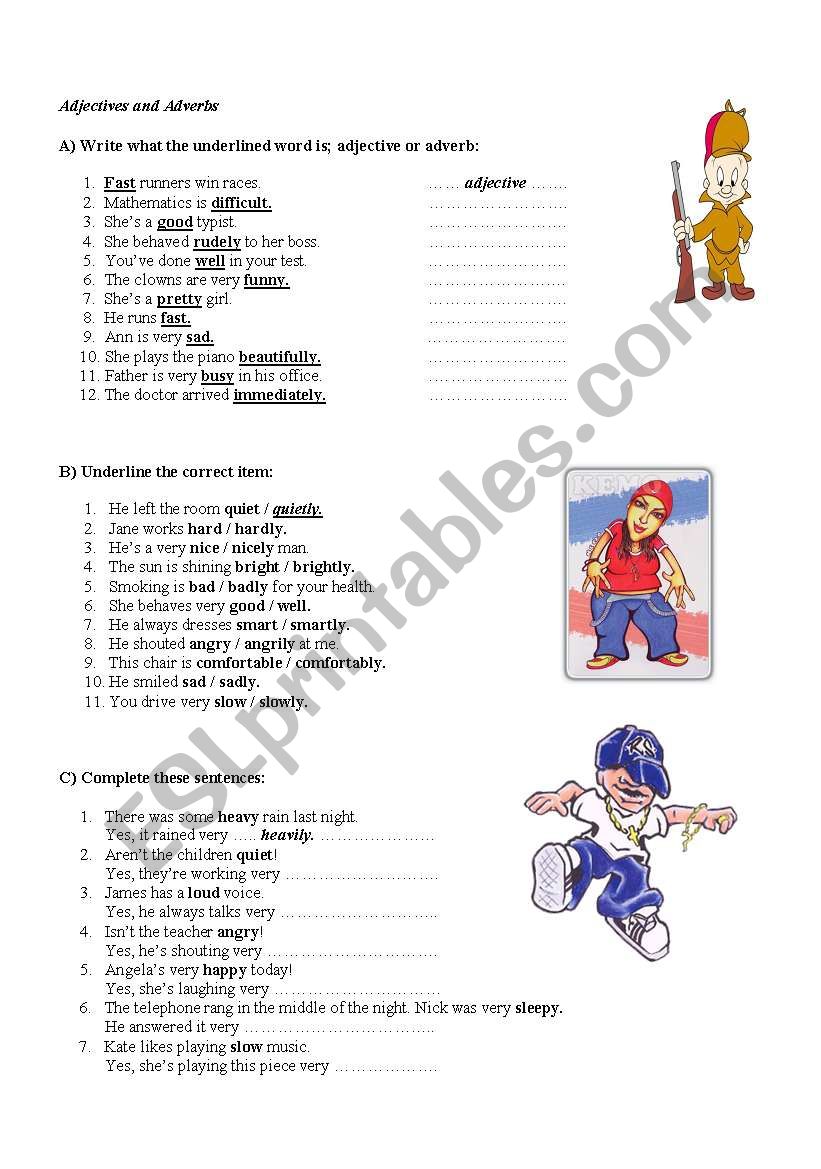 Adverbs and Adjectives worksheet