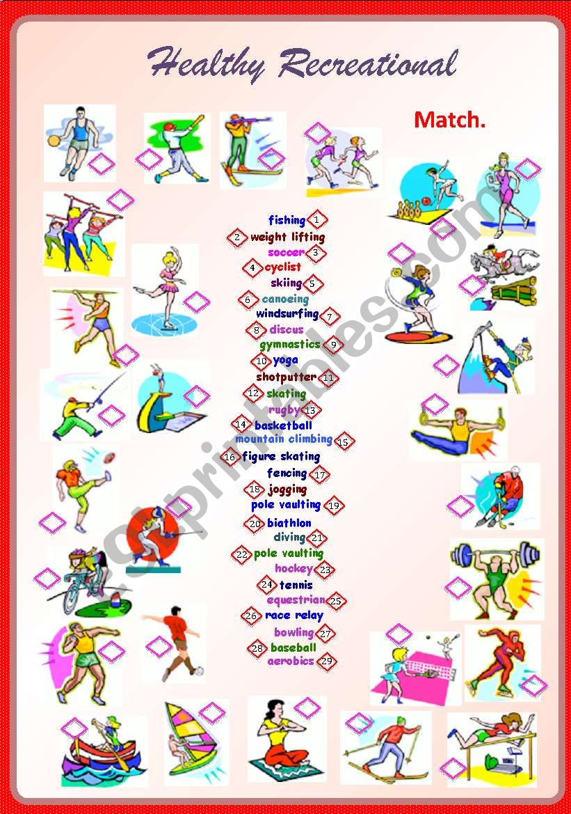 Healthy Recreational  worksheet