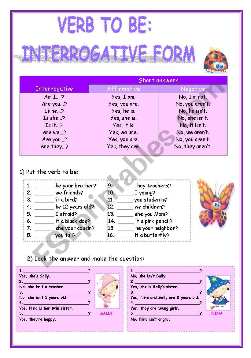 VERB TO BE: INTERROGATIVE FORM