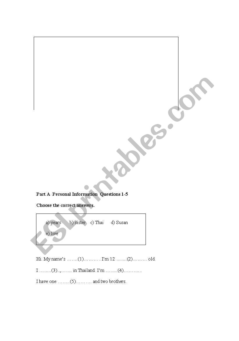test worksheet