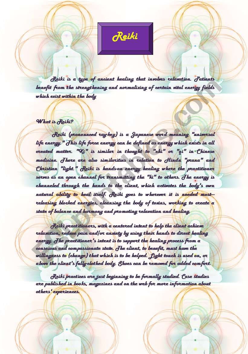Reiki worksheet