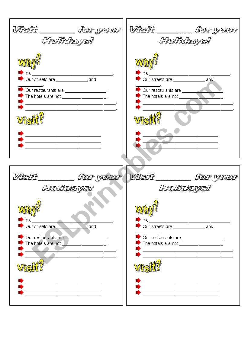 WRITING CITY BROCHURES worksheet