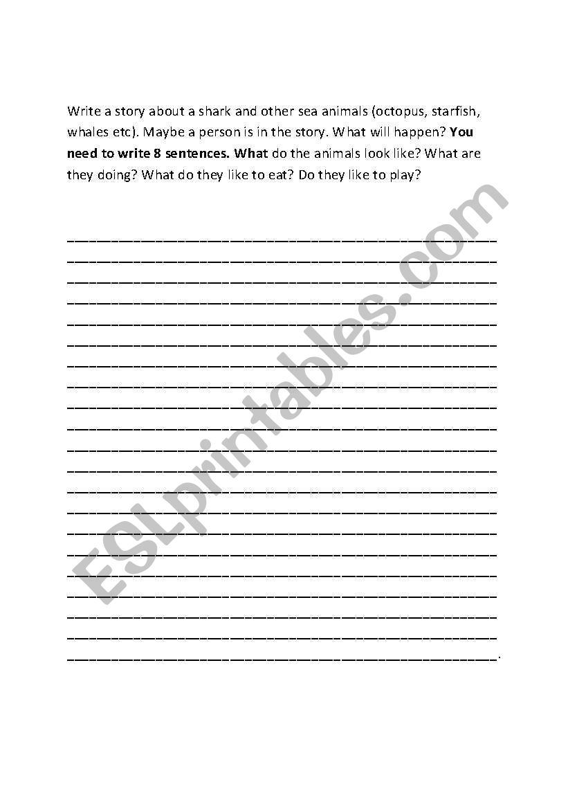 Sea Animal writing Activity worksheet