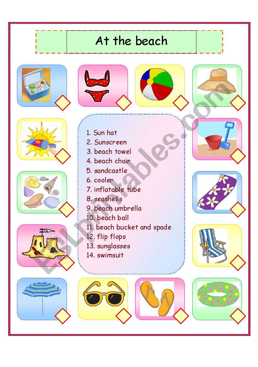 Summer time- At the beach worksheet