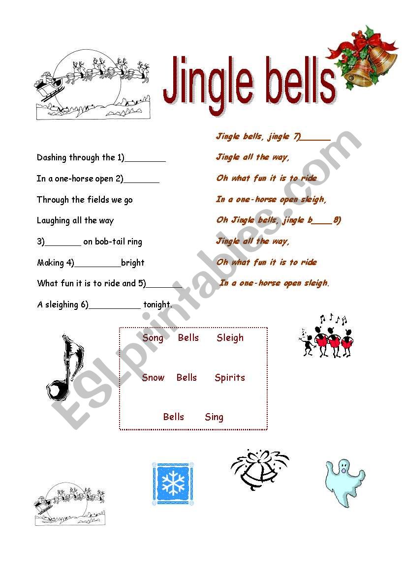 jingle bells gap filling worksheet