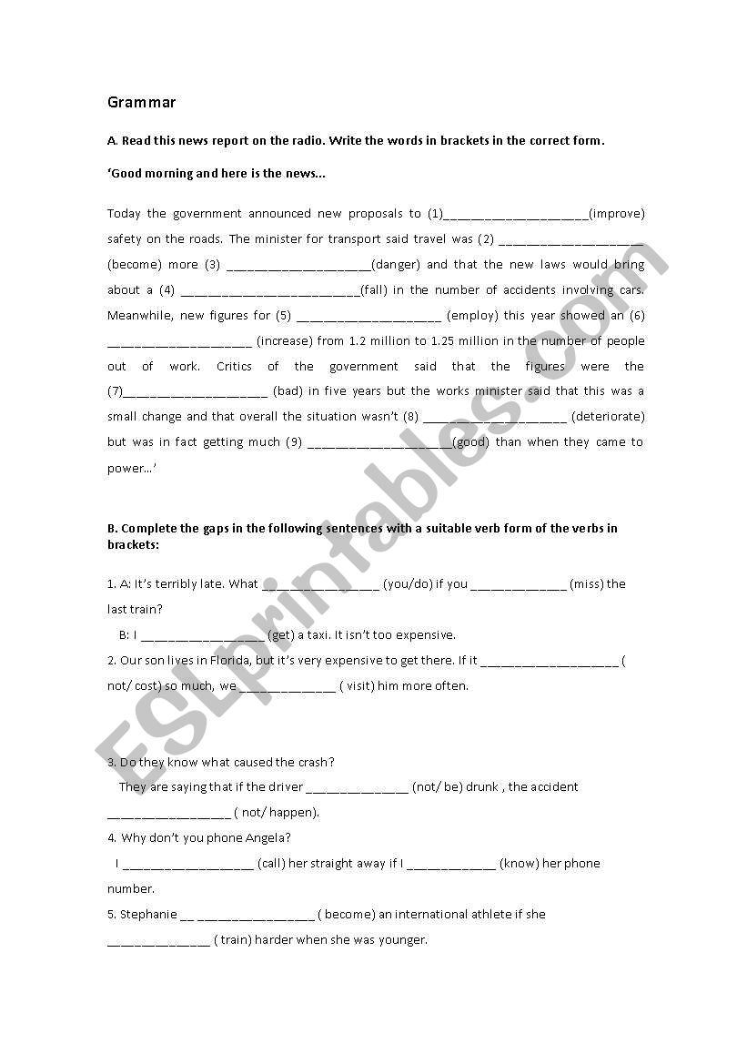 Grammar worksheet