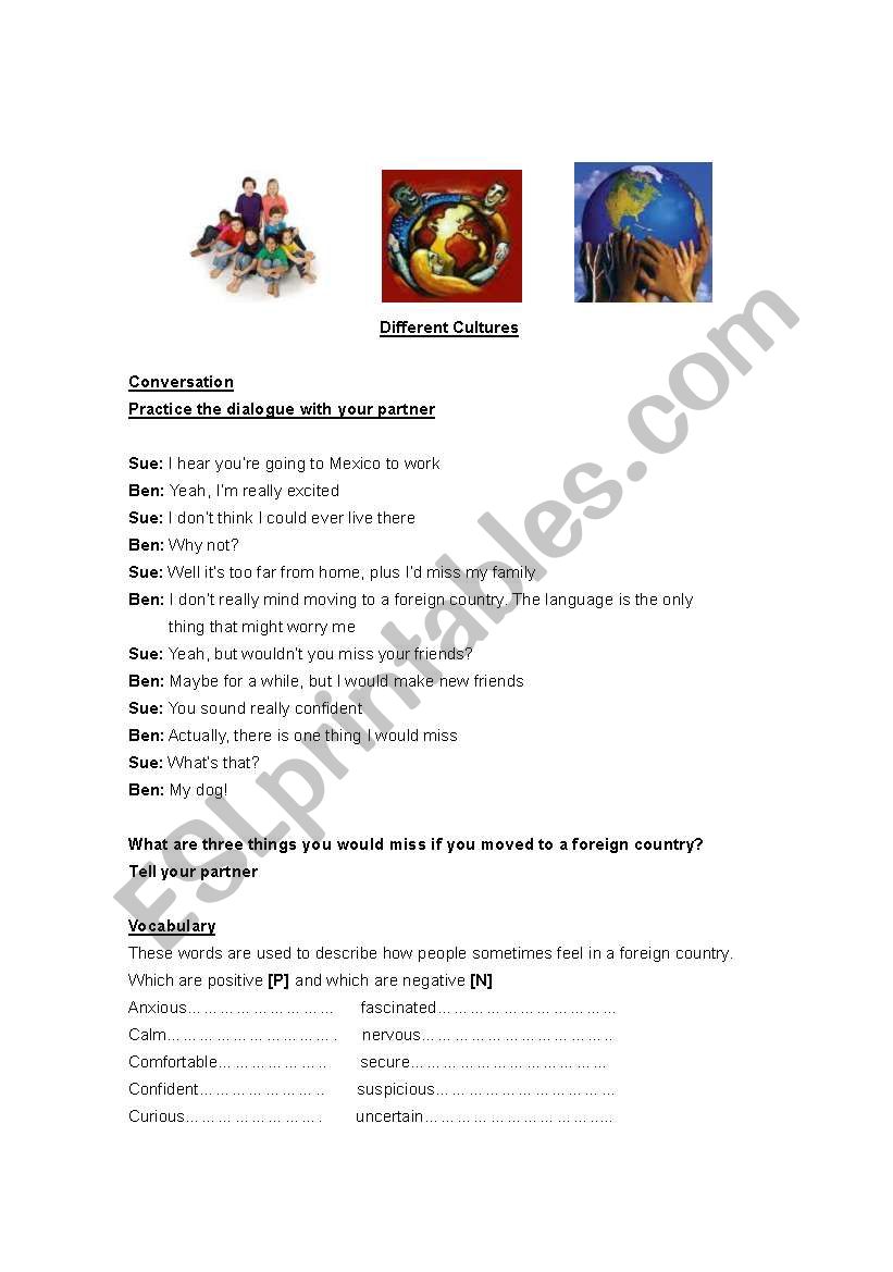 English worksheets: Different Cultures