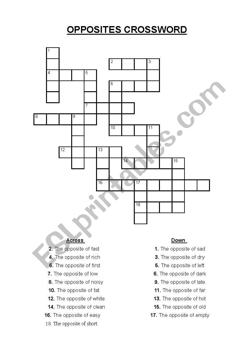 opposites worksheet