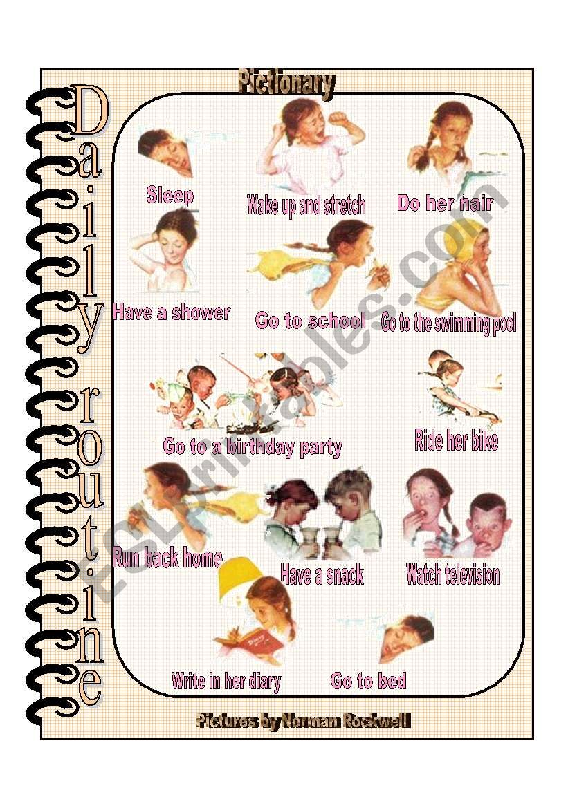 A girlÂ´s daily routine worksheet