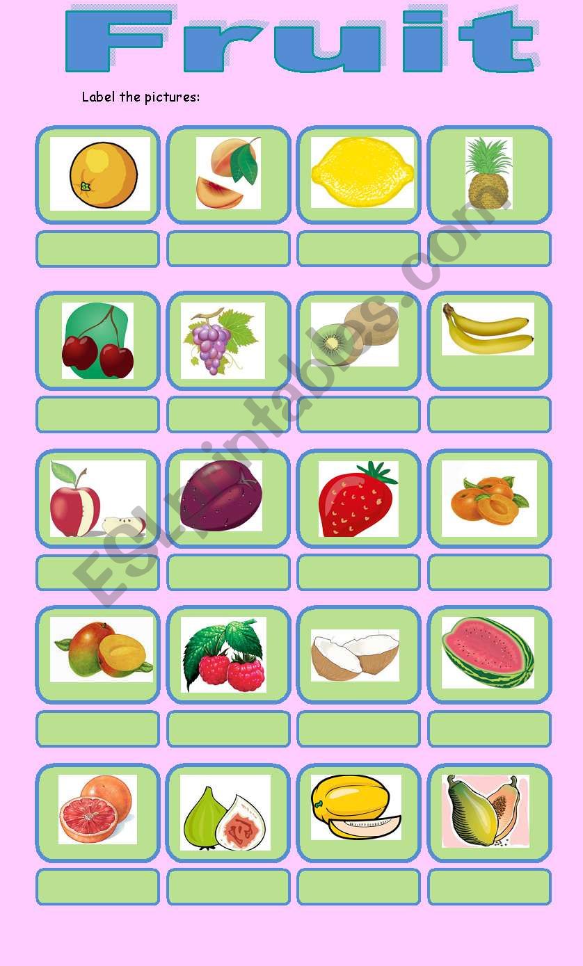 Food 1 - fruit worksheet