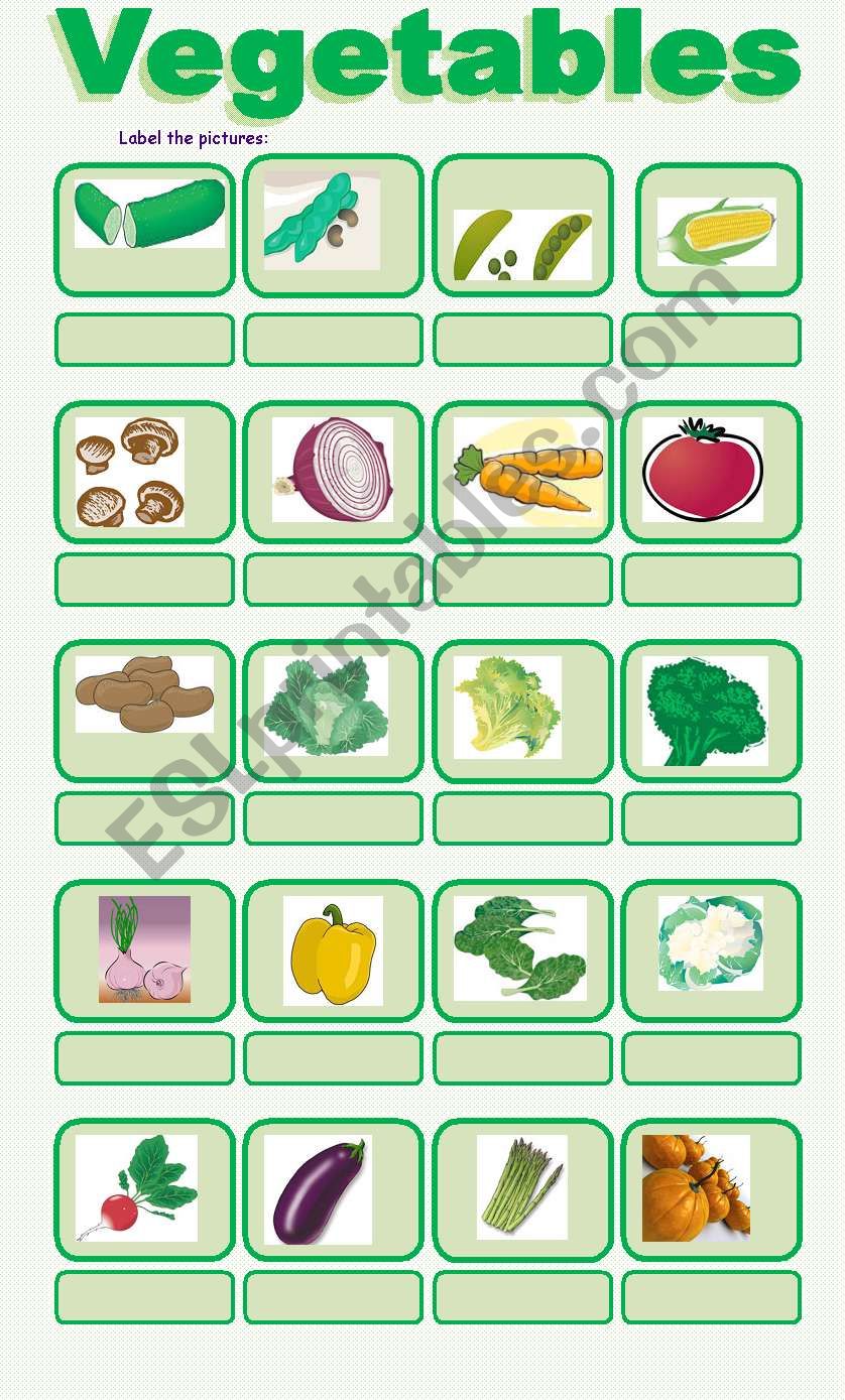 Food 3 - Vegetables worksheet
