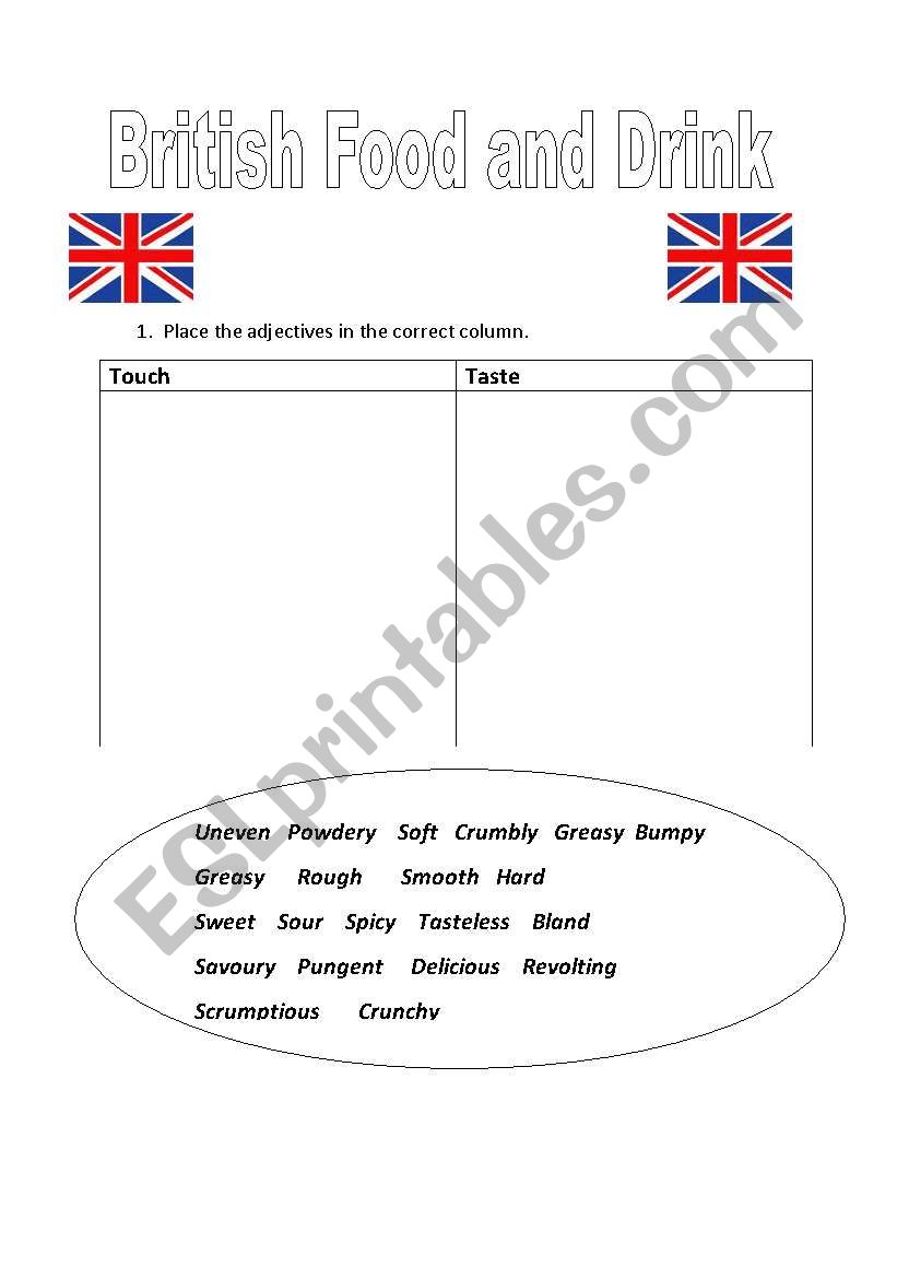 British Food Tasting Lesson worksheet