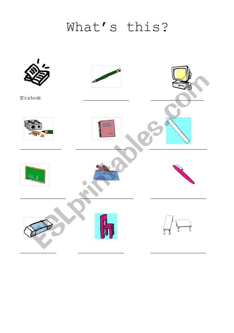 SChool Objects worksheet