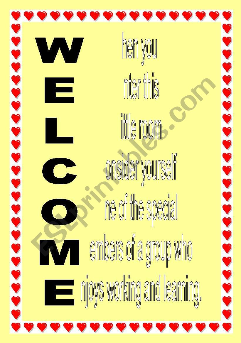 WELCOME worksheet