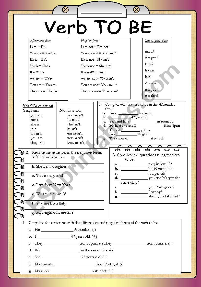 Verb To Be- present Simple worksheet