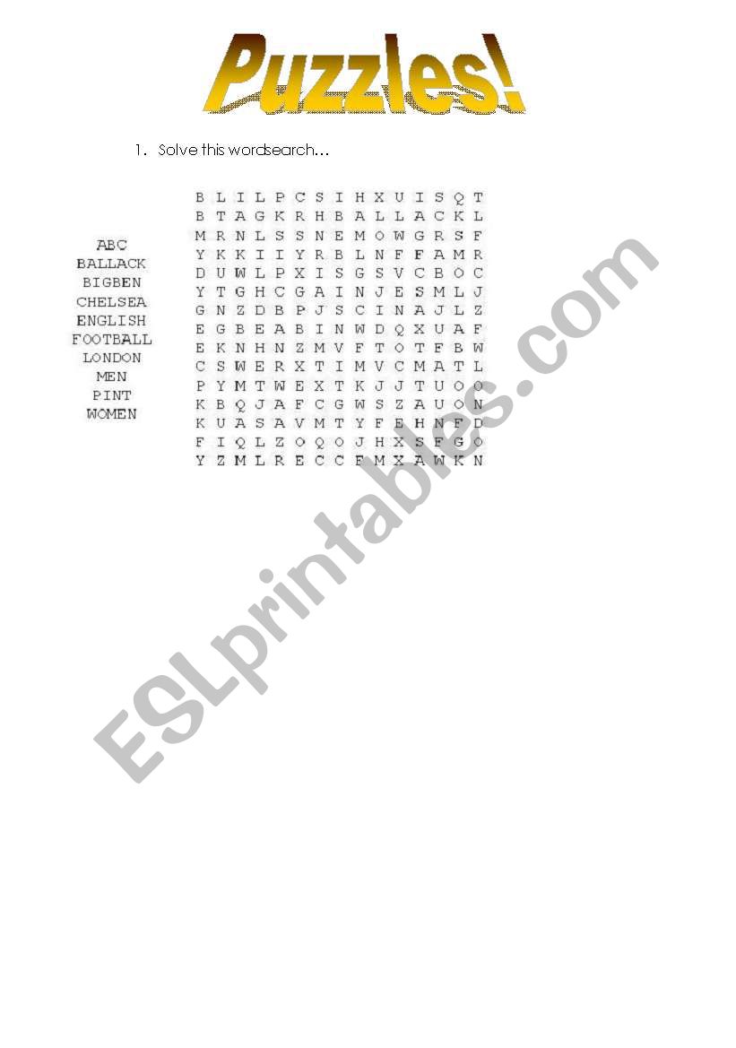 Puzzle worksheet